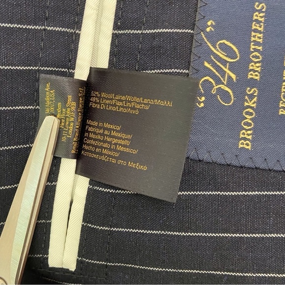 BROOKS brothers 346 blazer Regent fit size 43R wool linen lightweight blue ecru - Picture 6 of 16